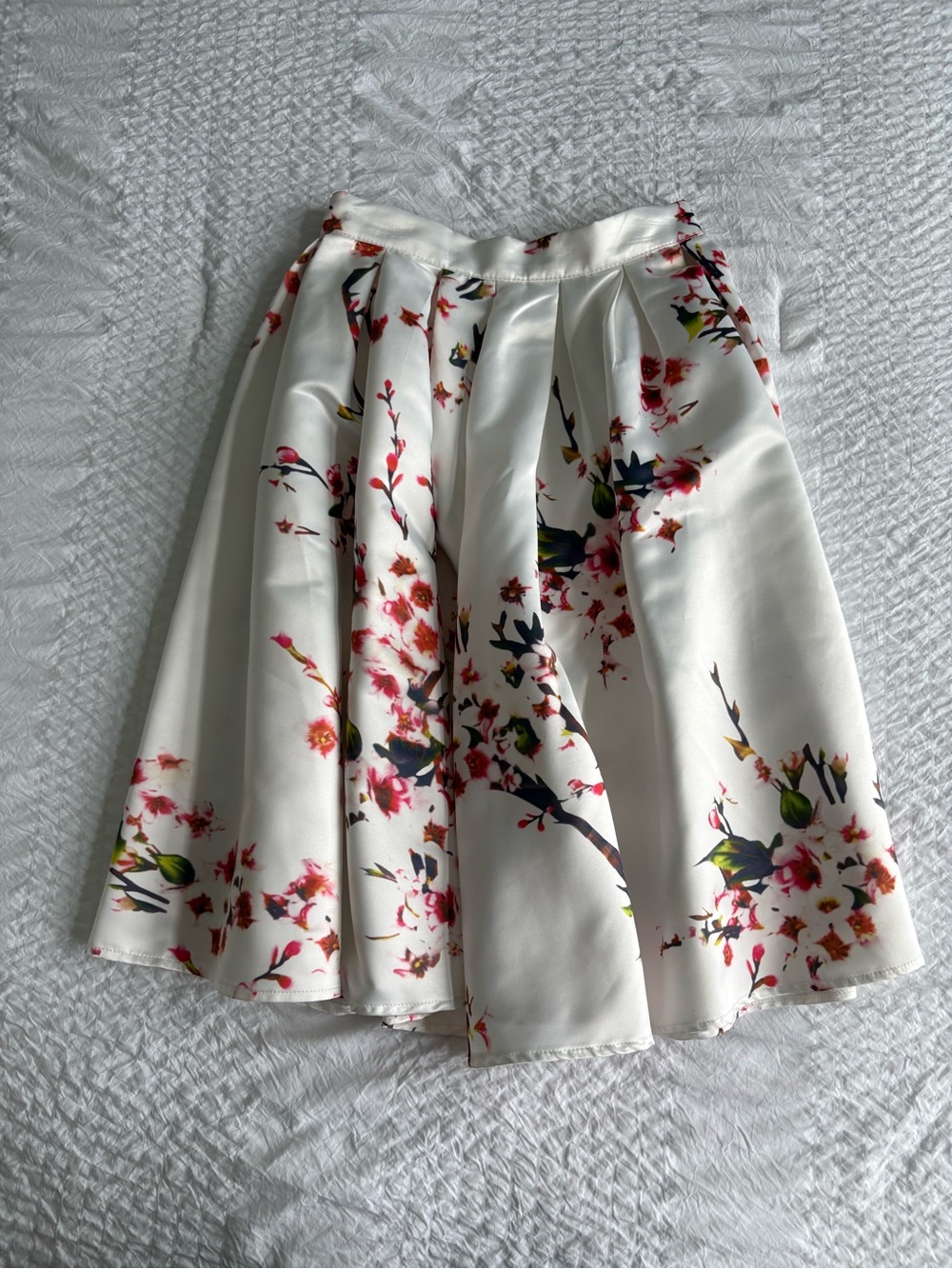 Vintage Cherry Blossom Floral Poplin Skirt